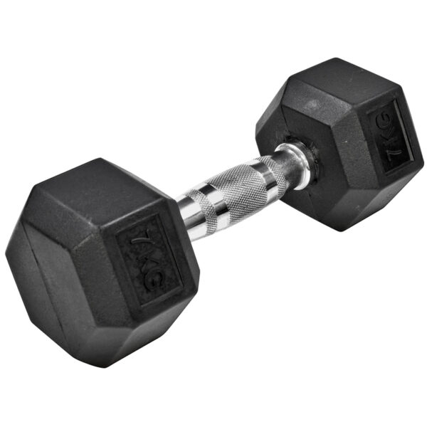 Rubber Hex Dumbells 7kg Ea