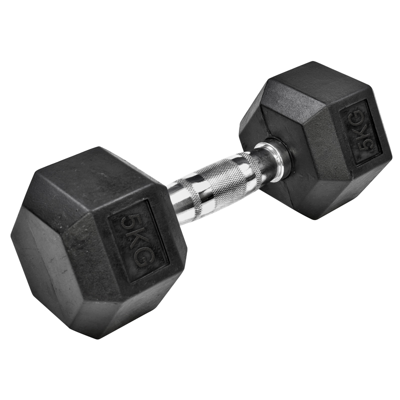 Rubber Hex Dumbells 5kg Ea